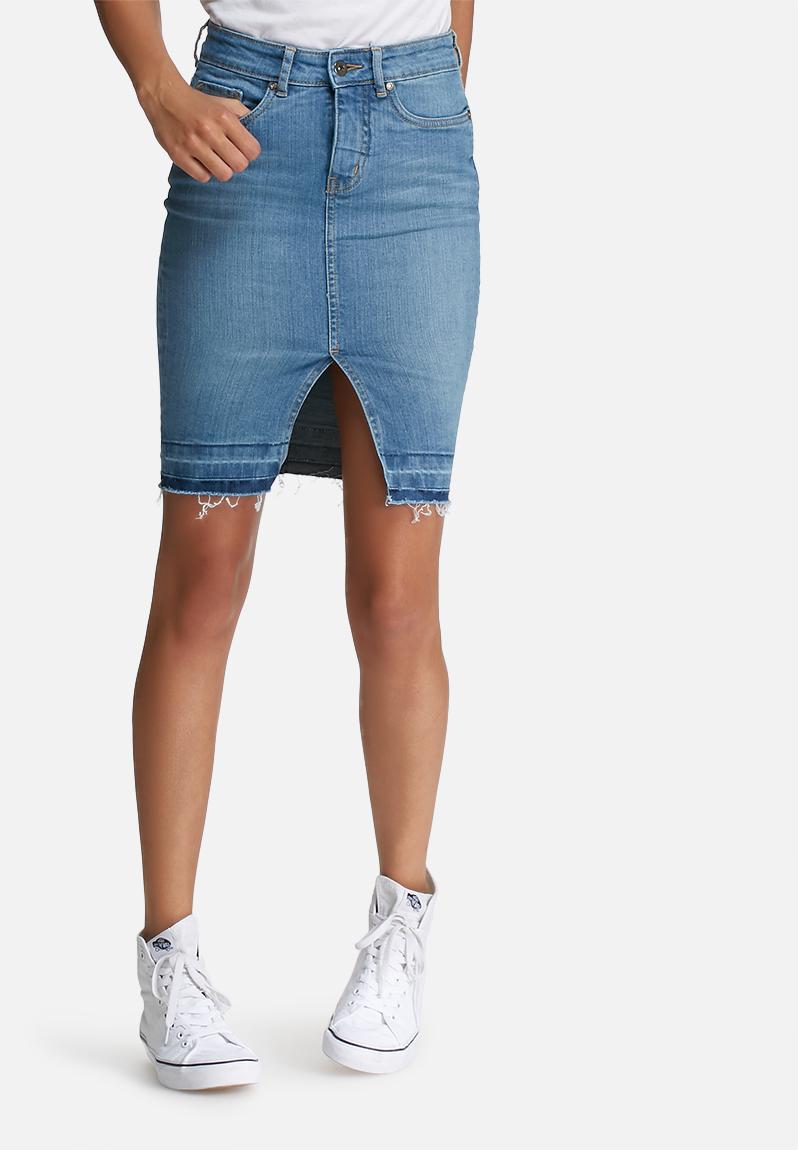 Denim Skirt Raw Hem